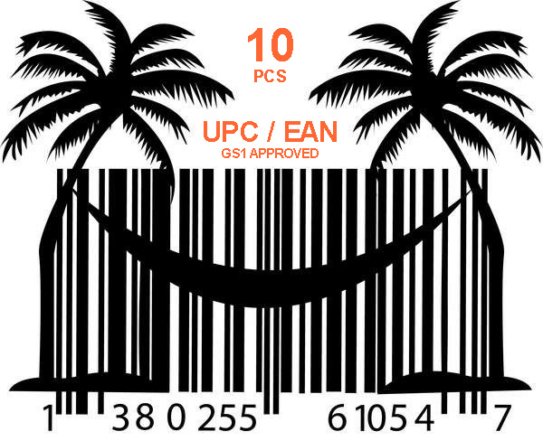 10 шт GS1 UPC EAN коды ASIN для продаж на Амазон и Ebay
